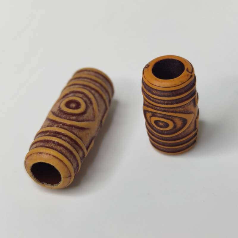 African ceramic bead, aged wood design