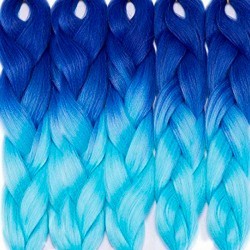 RASTAS Cabello artificial color degradado azul oscuro a azul claro