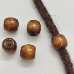 5 abalorios de madera natural teñida para rastas