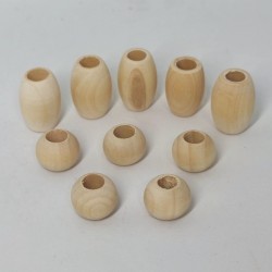 Set de 10 abalorios de madera natural