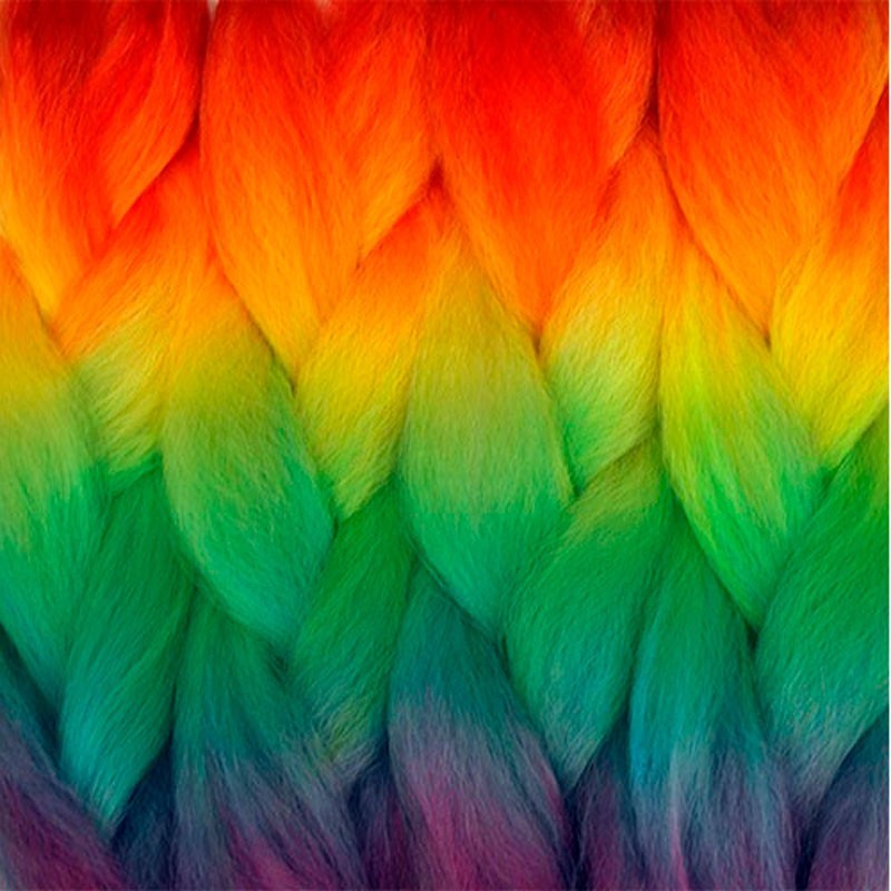 Cabello artificial degradado - arcoiris - rainbow