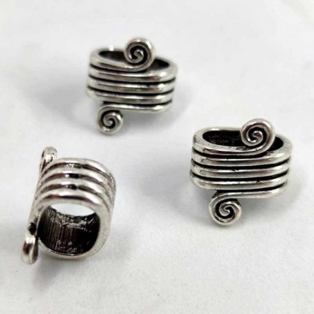 3 Abalorios Mini Espirales decoracion para rastas dreadbeads plateados