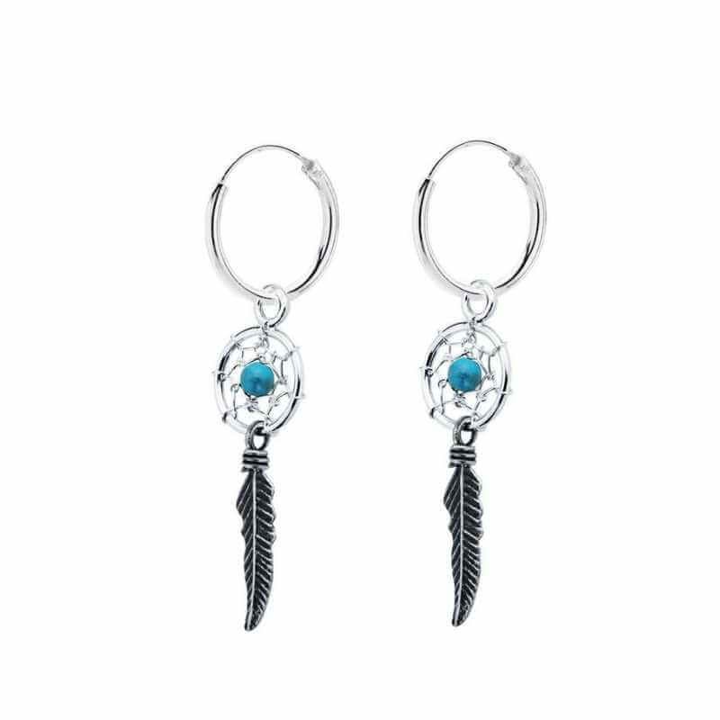 Dreamcatcher earrings and feathers