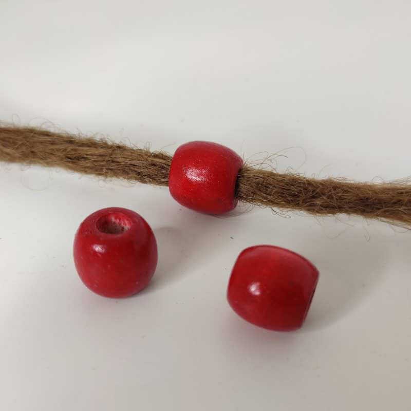 Pack de abalorios para rastas de madera rojo